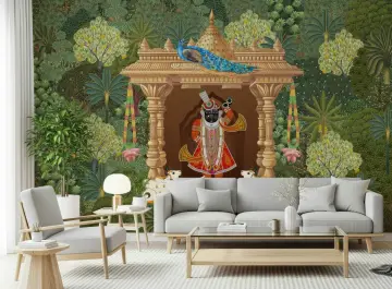 Pichwai Shrinathji Forest Wall Mural