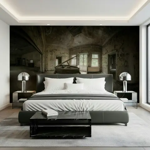 Vintage Abandoned Grand Piano Room Wall Mural