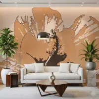 Contemporary Terracotta Bloom Abstract Wall Mural