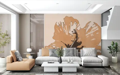 Contemporary Terracotta Bloom Abstract Wall Mural