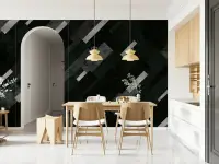 Charcoal and Silver Geometric Layered Wall Mural