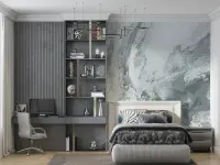 Elegant Silver Grey Abstract Fluid Art Wall Mural