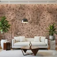 Serene Woodland Animals Oak Branch Wall Mural