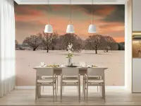 Serene Snowscape Sunset Wall Mural
