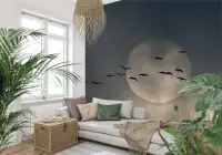 Moonlit Flight Birds Scenic Wall Mural
