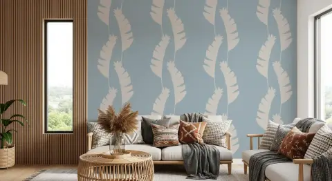 Soft Blue Banana Leaf Wallpaper