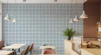 Coastal Blue Hand-Drawn Grid Wallpaper