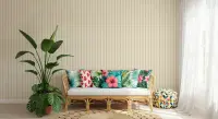Muted Beige and Sage Vertical Stripe Wallpaper