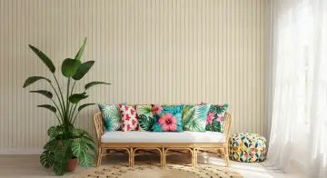 Muted Beige and Sage Vertical Stripe Wallpaper