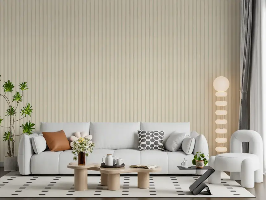 Soft Candy Stripes on Canvas Muted Wallpaper