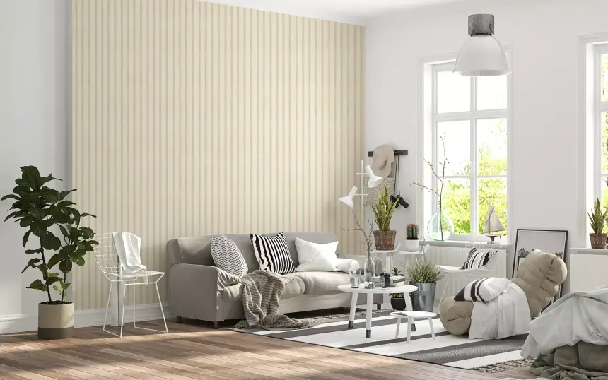 Soft Candy Stripes on Canvas Muted Wallpaper