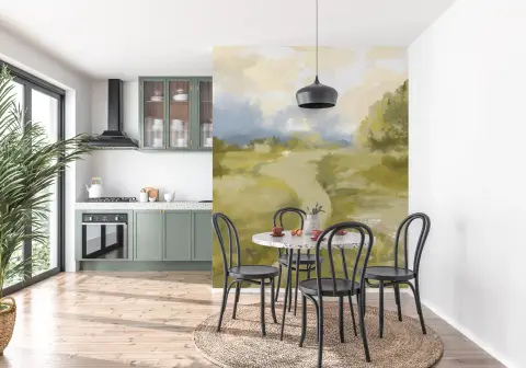 Impressionistic Countryside Path Wall Mural