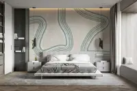 Soft Sage Abstract Wavy Lines Wall Mural