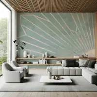 Sage Blush Geometric Sunburst Wall Mural