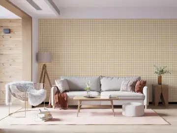 Warm Beige Gingham Check Pattern Wallpaper