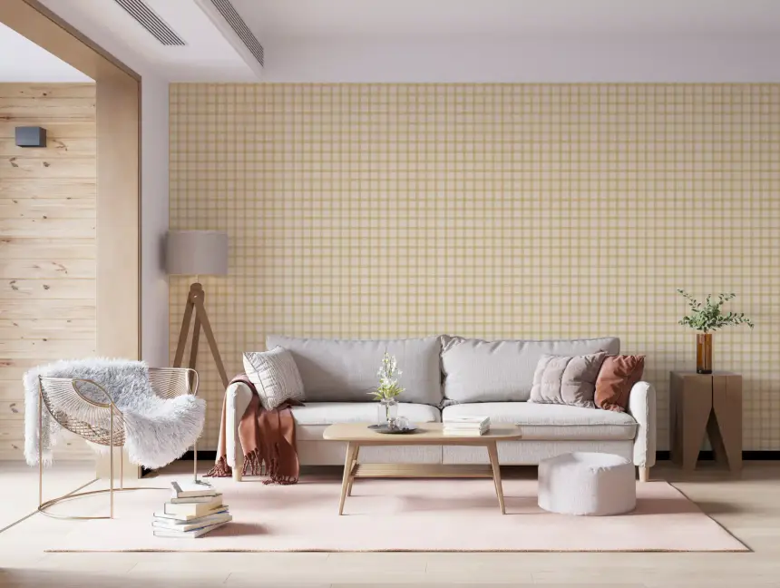 Soft Gingham on Canvas Wallpaper