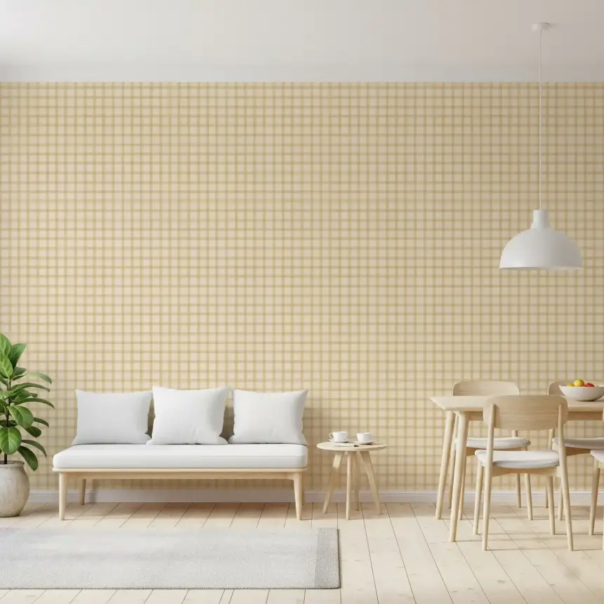Soft Gingham on Canvas Wallpaper