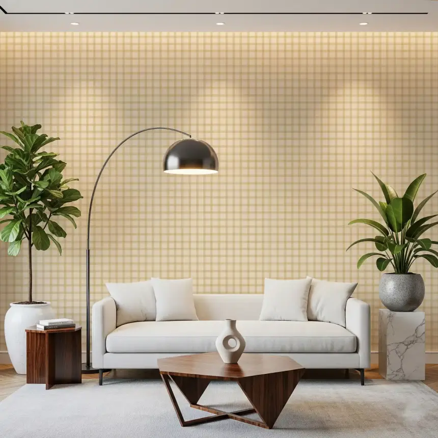 Soft Gingham on Canvas Wallpaper