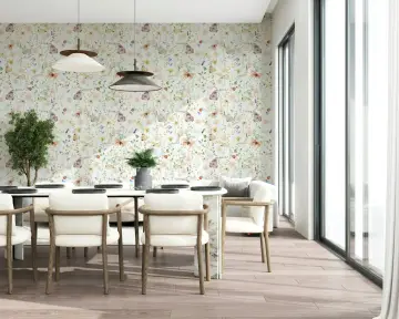 Whimsical Wildflower and Butterfly Wallpaper