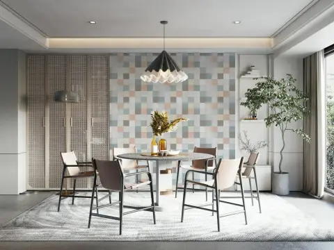 Contemporary Pastel Geometric Square Wall Mural