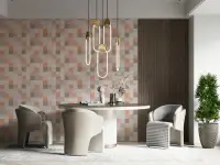 Subtle Peach and Cream Geometric Mosaic Wallpaper