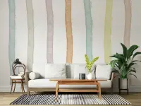Hand-Painted Pastel Vertical Stripe Wall Mural
