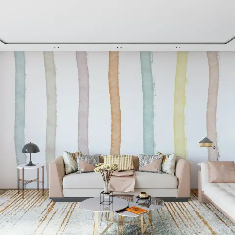 Hand-Painted Pastel Vertical Stripe Wall Mural