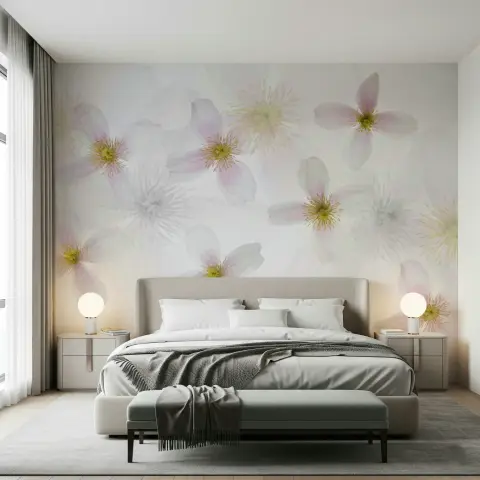 Delicate Clematis Bloom Floral Wall Mural