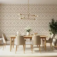 Sienna & Olive Geometric Damask Wallpaper