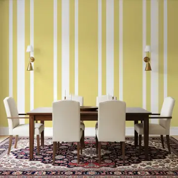 Pastel Yellow and White Vertical Stripe Wallpaper