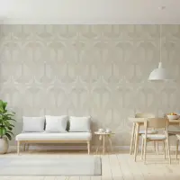 Elegant Cream Abstract Geometric Pattern Wallpaper