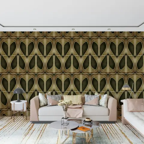 Vintage Art Deco Geometric Pattern Wallpaper