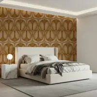 Warm Caramel Retro Geometric Pattern Wallpaper