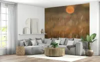 Abstract Golden Hour Meadow Landscape Wall Mural