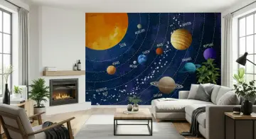 Educational Solar System Planets Wall Mural