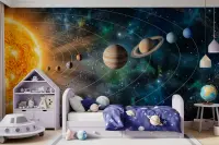 Vibrant Solar System Planets Kids Wall Mural