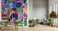 Abstract Pop Art Organic Geometric Wallpaper Mural