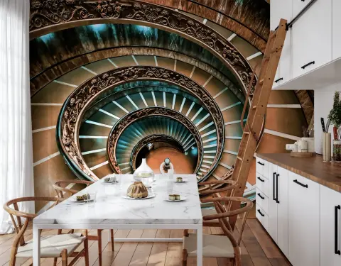 Ornate Spiral Staircase Architectural Wall Mural