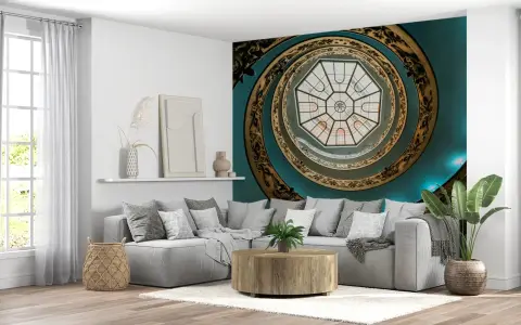 Grand Ornate Spiral Staircase Wall Mural