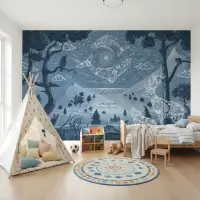 Whimsical Night Forest Animal Wall Mural