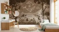 Brown Mystical Forest Wildlife Wall Mural