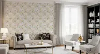 Delicate Pastel Floral Meadow Pattern Wallpaper