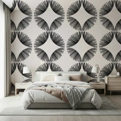Monochrome Radial Burst Geometric Wallpaper