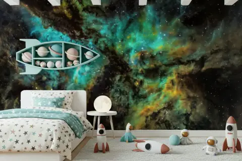 Cosmic Nebula Starfield Kids Room Wall Mural