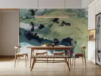 Abstract Teal Green Marbling Effect Wall Mural