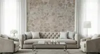 Rustic Irregular Grey Beige Stone Masonry Wallpaper Mural