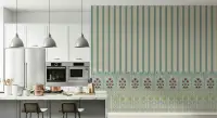 Vertical Stripe Floral Border Wallpaper