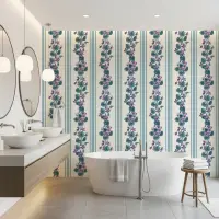 Vintage Violet Floral Stripe Wallpaper