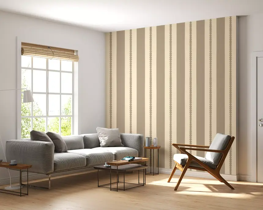 Subtle Scallop & Dot Stripes Wallpaper