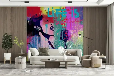 Dynamic Pop Art Singer Wall Mural